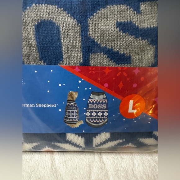 New Vibrant Life Large Holiday “BOSS” Dog Sweater 50-90 Lbs, 20”L (back) - Picture 2 of 4